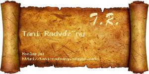 Tani Radvány névjegykártya